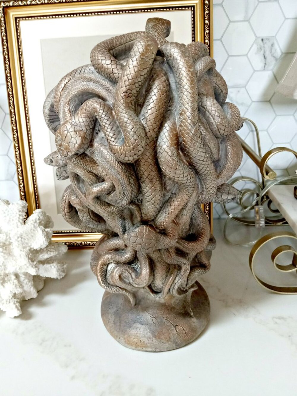 NEW! MYTHOLOGY MYTHICAL MEDUSA 14" HEAD STATUE DECOR - Picture 3 of 4